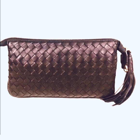 SERA Intrecciato Three Part Woven Mini
Leather Clutch, espresso brown - Picture 1 of 7
